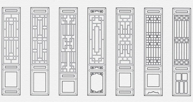 察哈尔右翼中常用中式仿古花窗图案隔断设计图