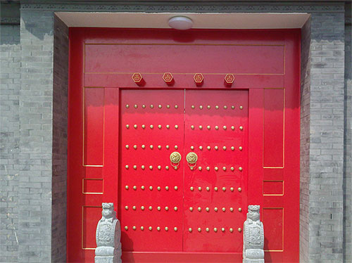 察哈尔右翼中中国传统四合院系列朱红色中式木制大门木作